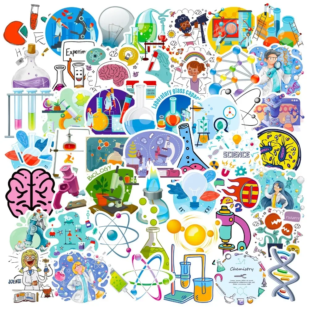 Laptop Accessories Kids - 50 sztuk Cartoon Science Lab naklejka