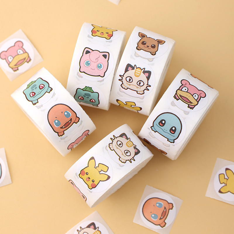 Laptop Accessories Kids - 500szt Roll Cartoon Pokemon Naklejki Kawaii